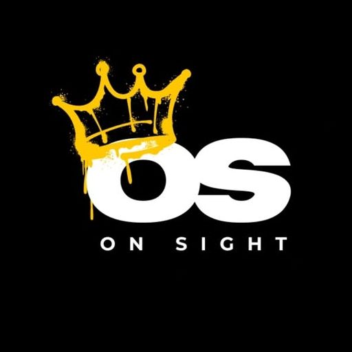 Logo for On Sight featuring a gold crown above the white letters O and S.
